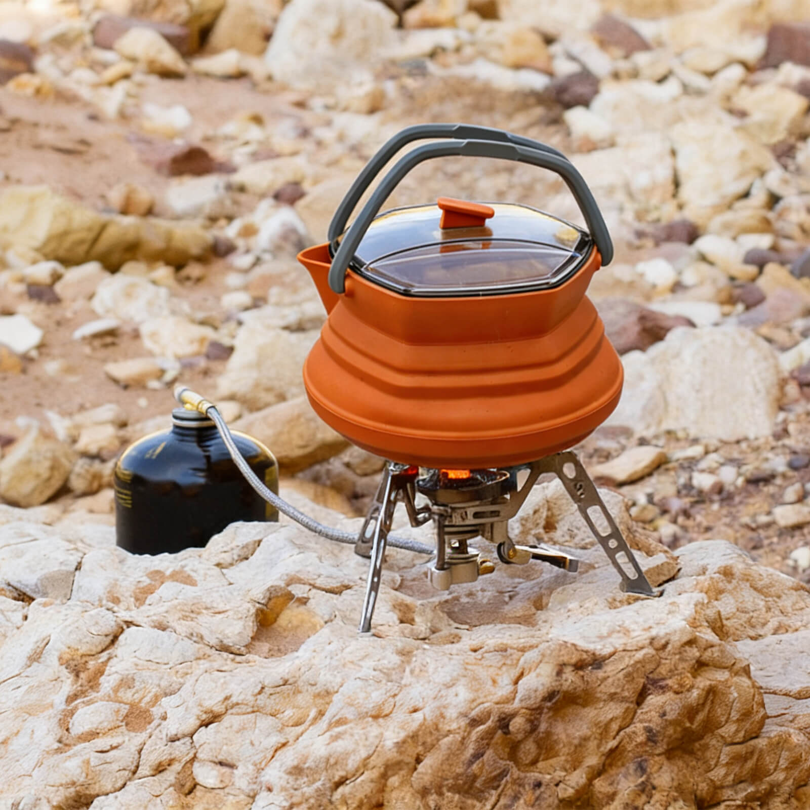 Collapsible Camping Kettle 34oz – Hex Foldable Hiking Kettle – RIDGESTOK