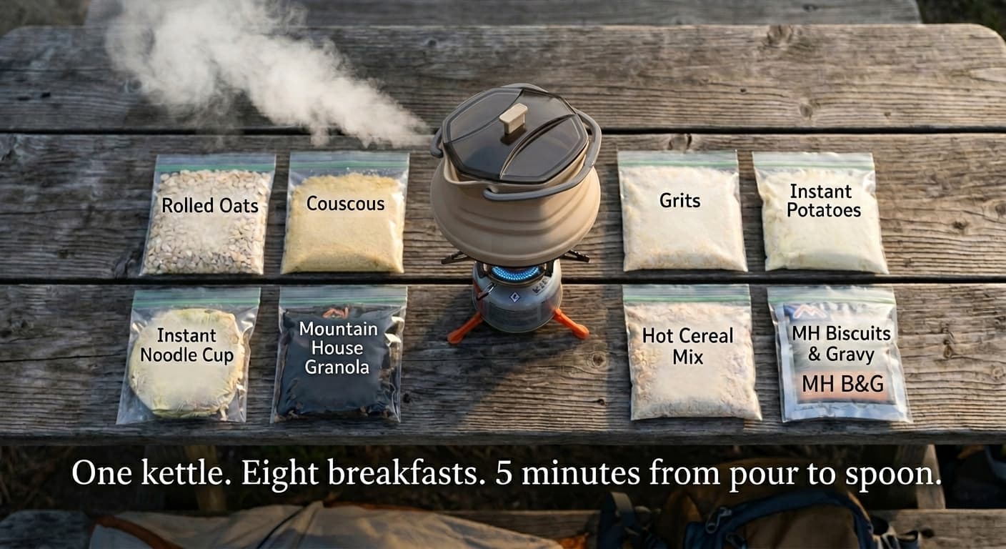 Best Camping Breakfasts That Only Require Boiling Water: 8 Recipes Done in One Folded Kettle, Ready in 5 Minutes