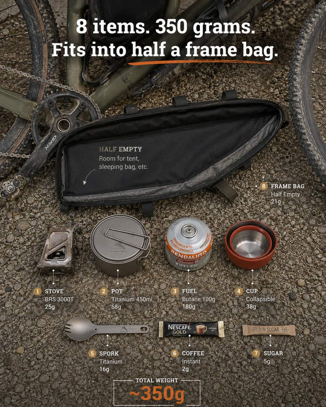 Bikepacking Kitchen 2026: A 350g Cook Kit That Doesn't Suck