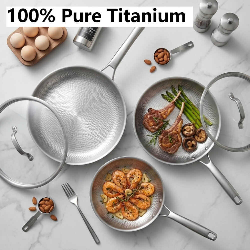 GOWAPA Titanium Hammered Pan With Lid – Perfect for RV Cooking