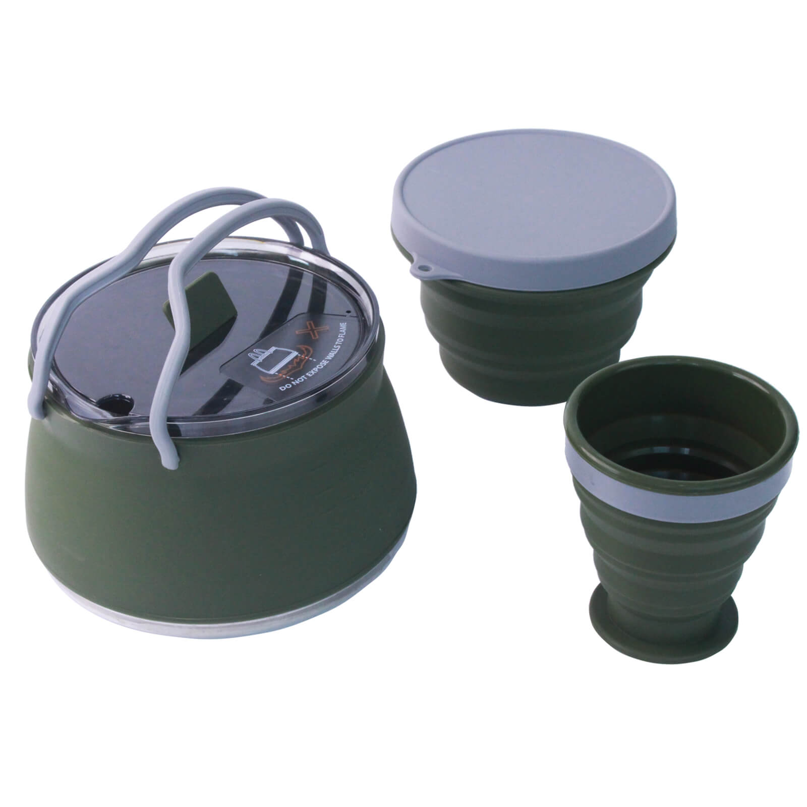 Juego de hervidor de camping plegable con taza y bol – 1000 ml. Utensilios de cocina portátiles.
