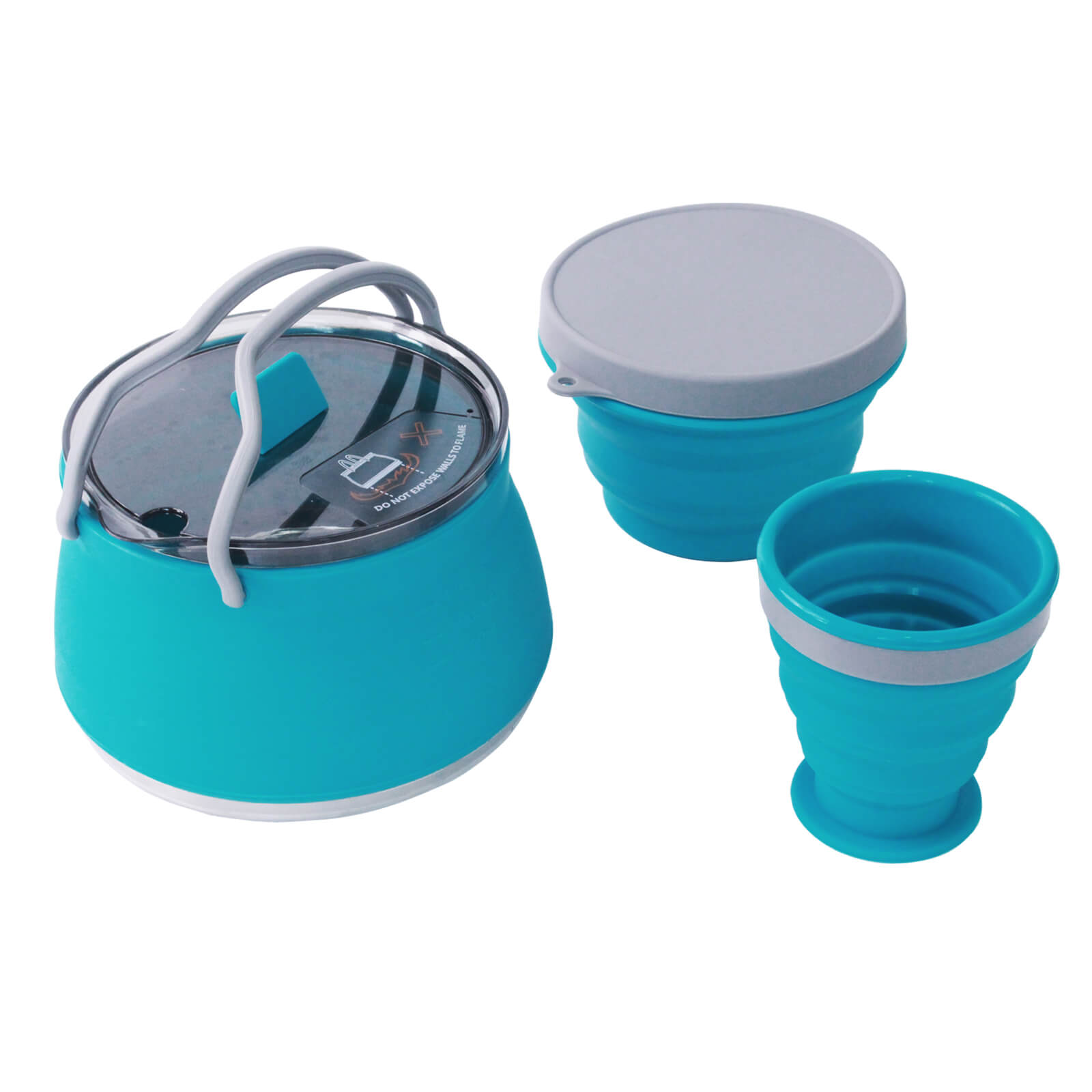 Juego de hervidor de camping plegable con taza y bol – 1000 ml. Utensilios de cocina portátiles.