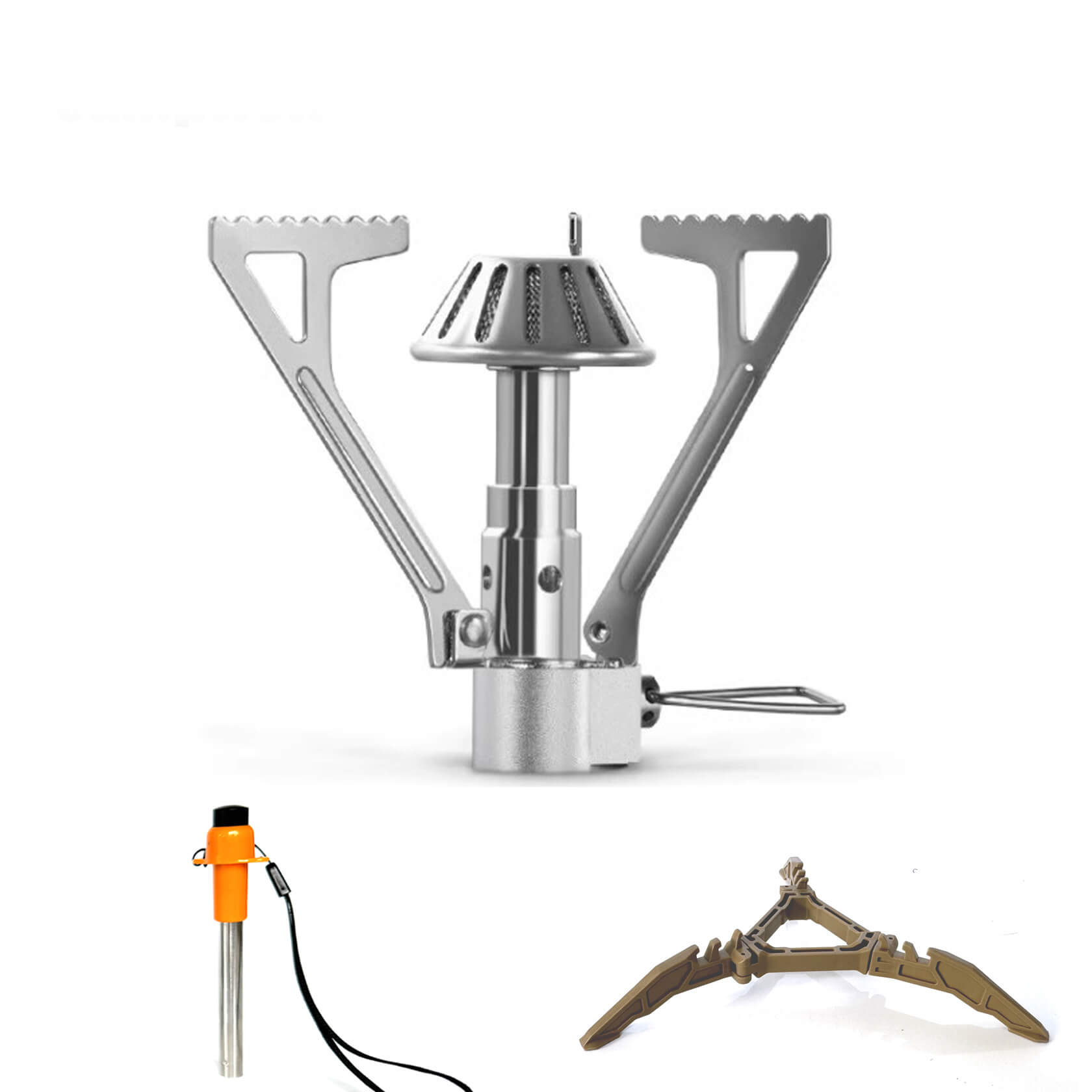 Portable Camping Stove Set – Stove, Igniter & Gas Canister Stand