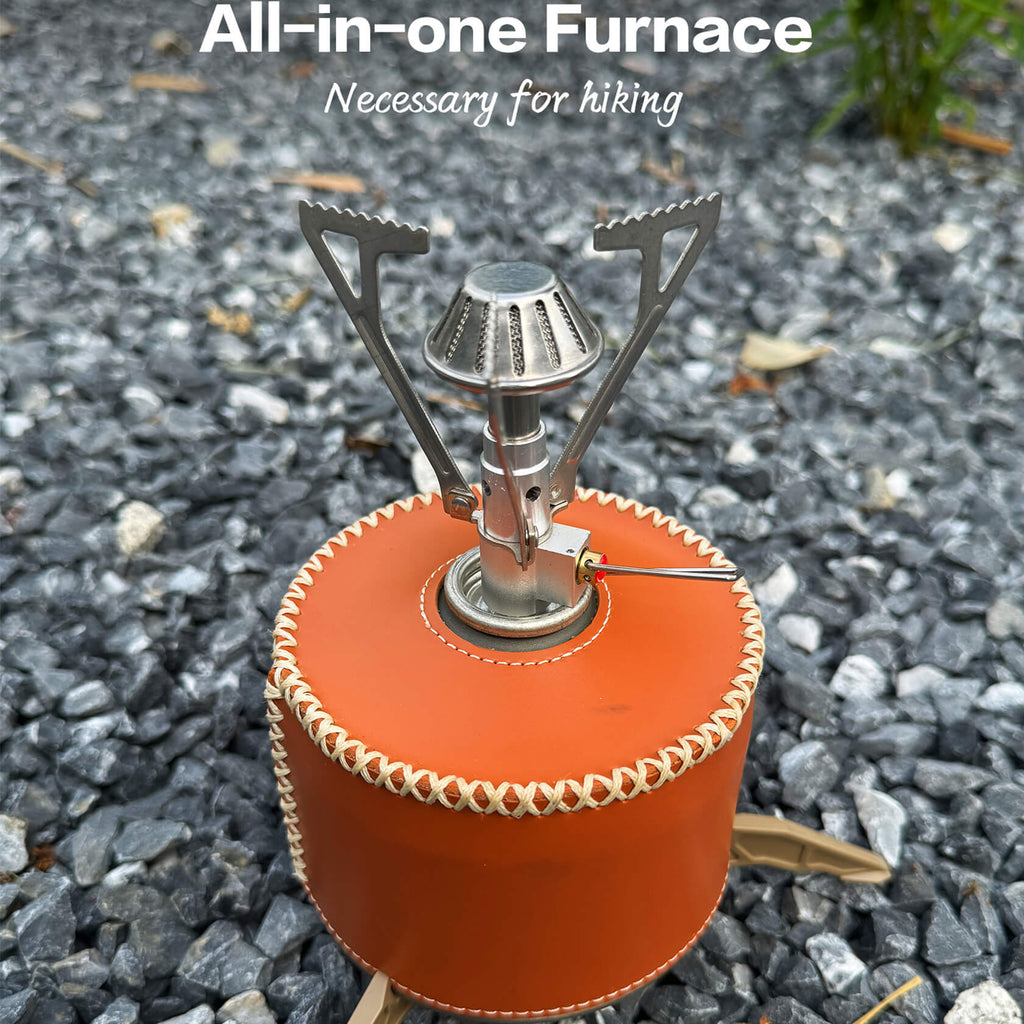 Portable Camping Stove Set – Stove, Igniter & Gas Canister Stand