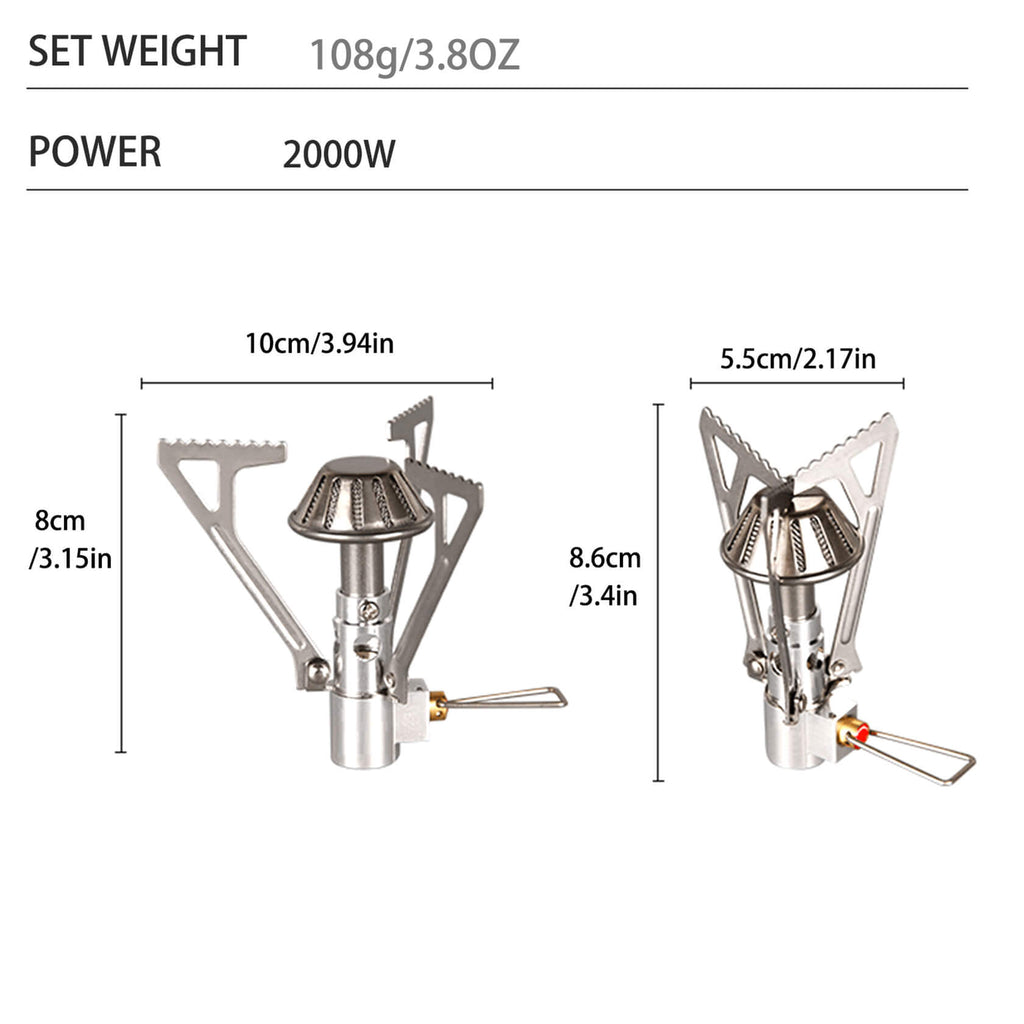 Portable Camping Stove Set – Stove, Igniter & Gas Canister Stand