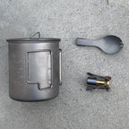 Ultralight Titanium 750ml Pot & 3pcs Solo Backpacking Stove Kit