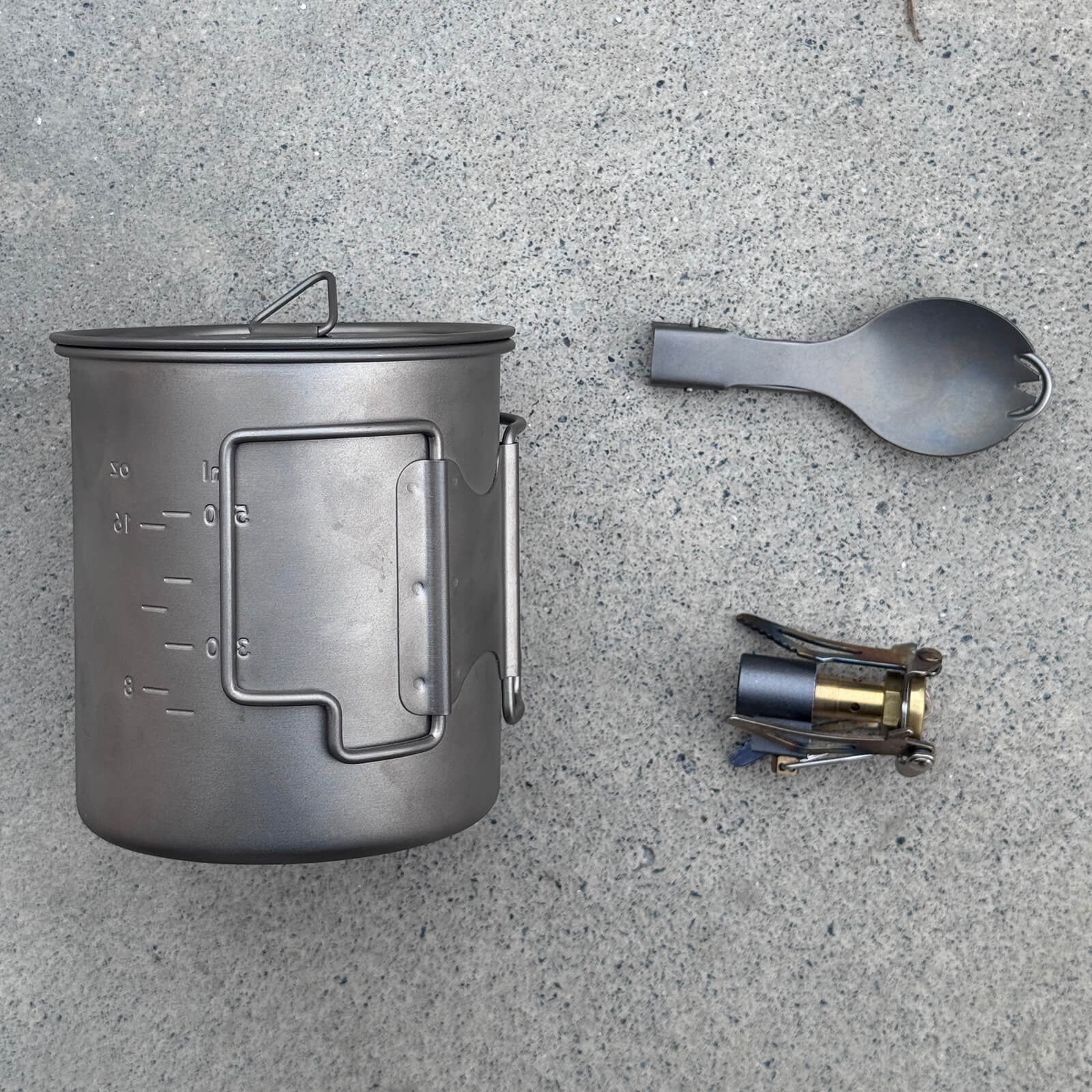 Ultralight Titanium 750ml Pot & 3pcs Solo Backpacking Stove Kit