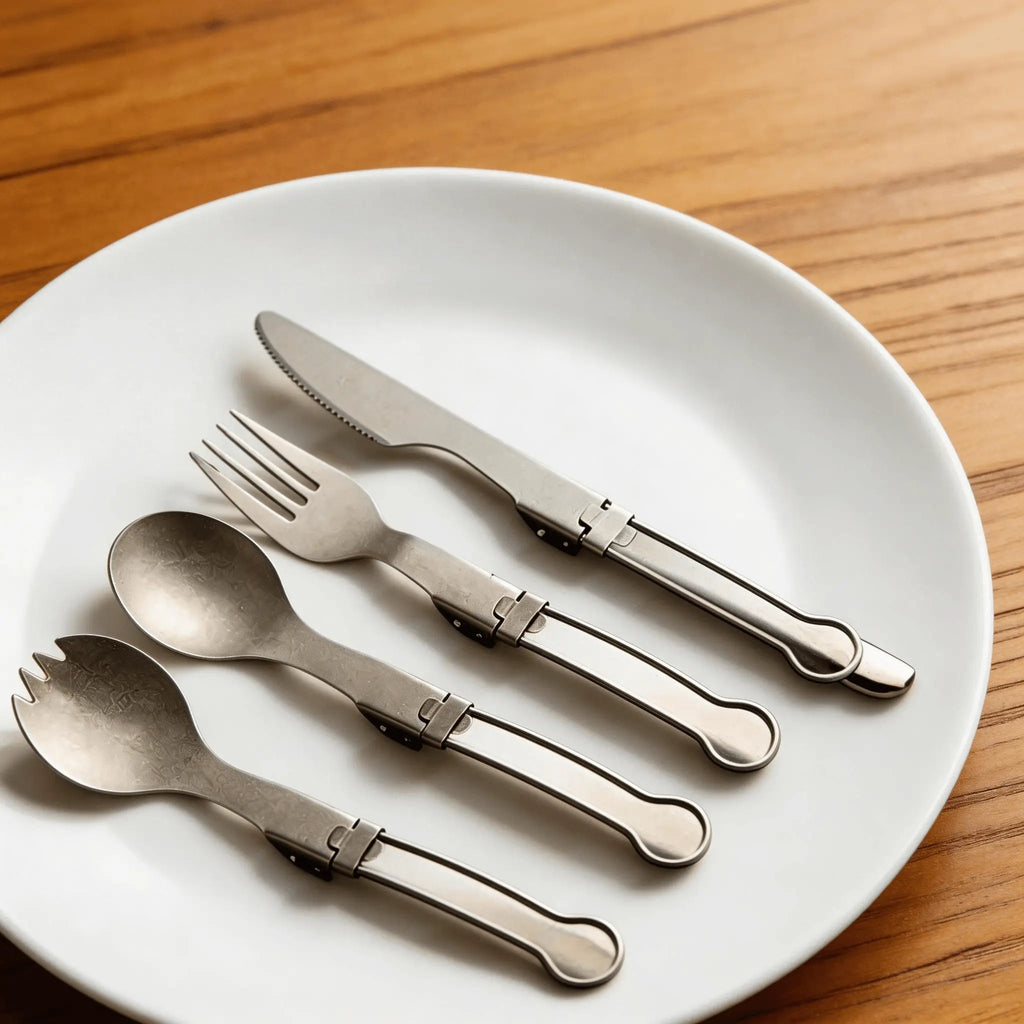 Titanium Folding Utensils Set – Spoon & Fork for Camping