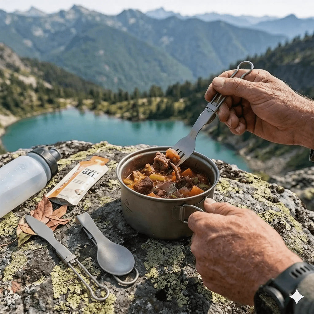 Titanium Folding Utensils Set – Spoon & Fork for Camping