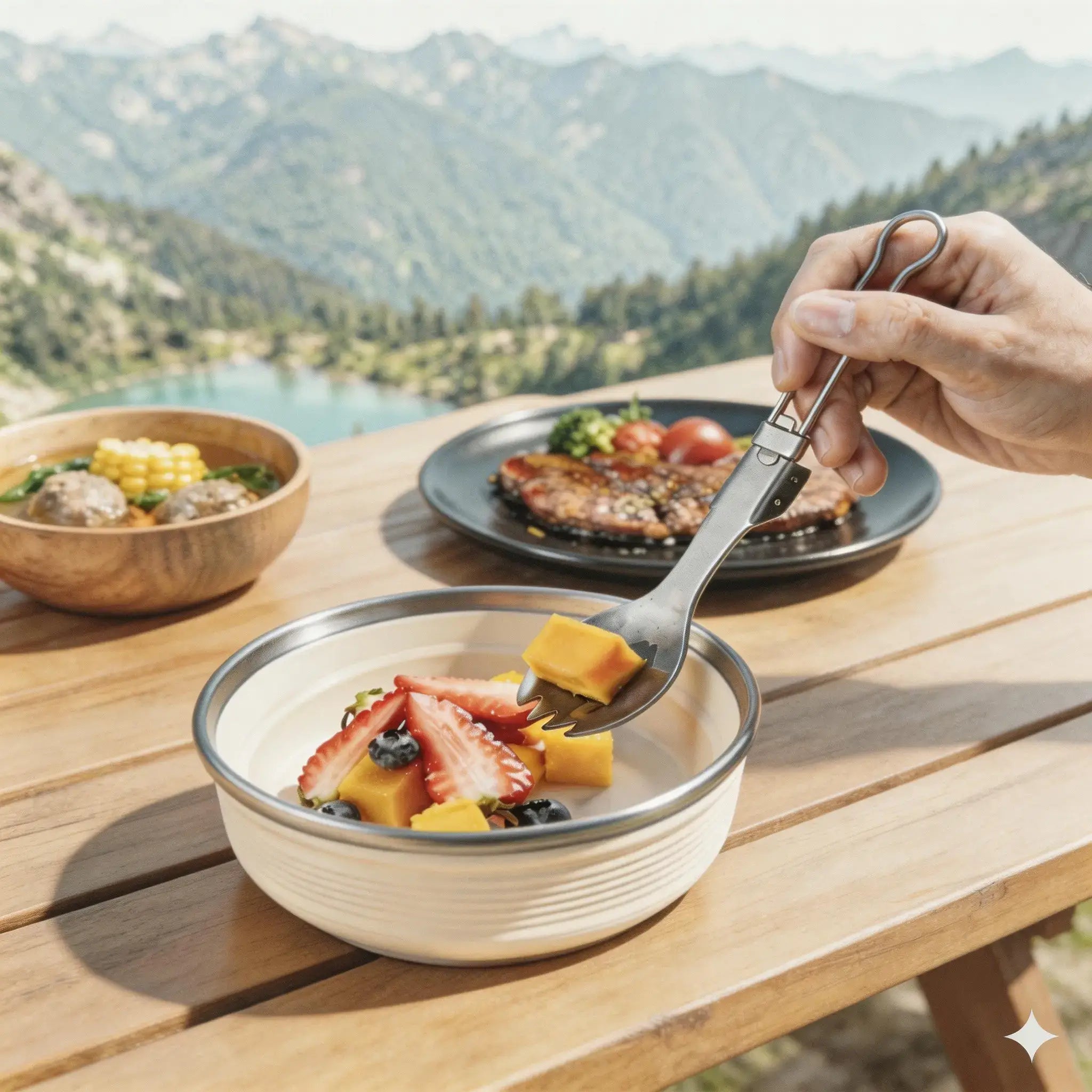 Titanium Folding Utensils Set – Spoon & Fork for Camping