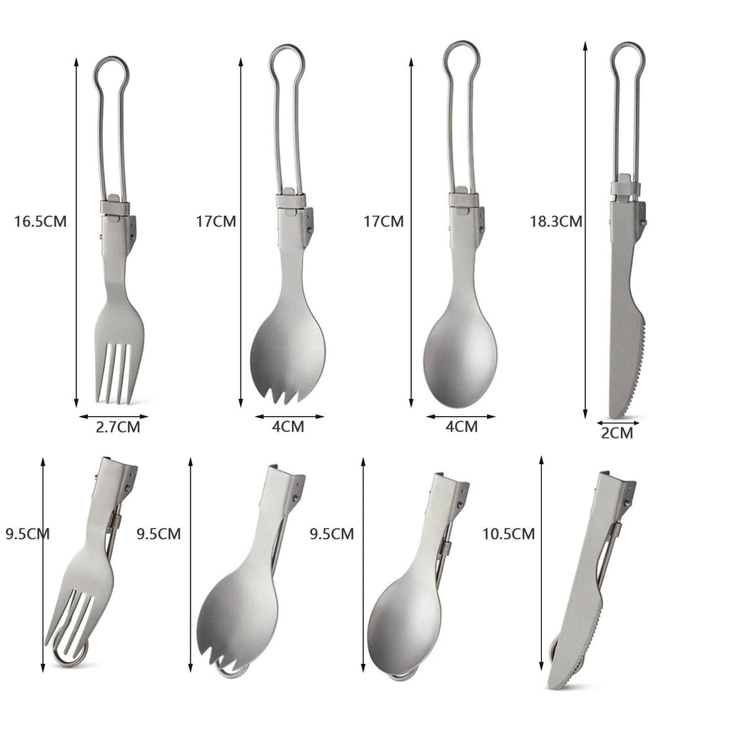 Titanium Folding Utensils Set – Spoon & Fork for Camping
