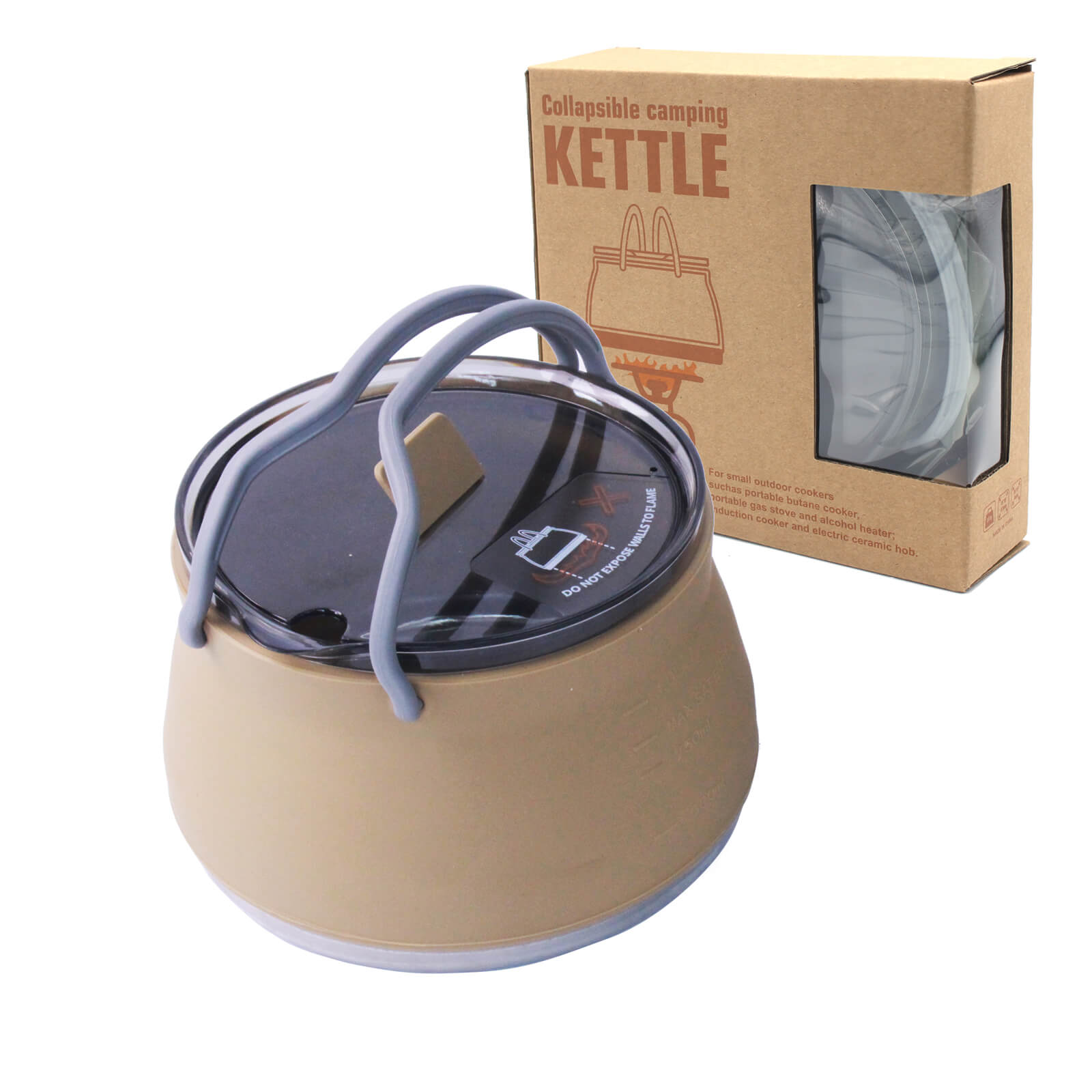 Juego de hervidor de camping plegable con taza y bol – 1000 ml. Utensilios de cocina portátiles.