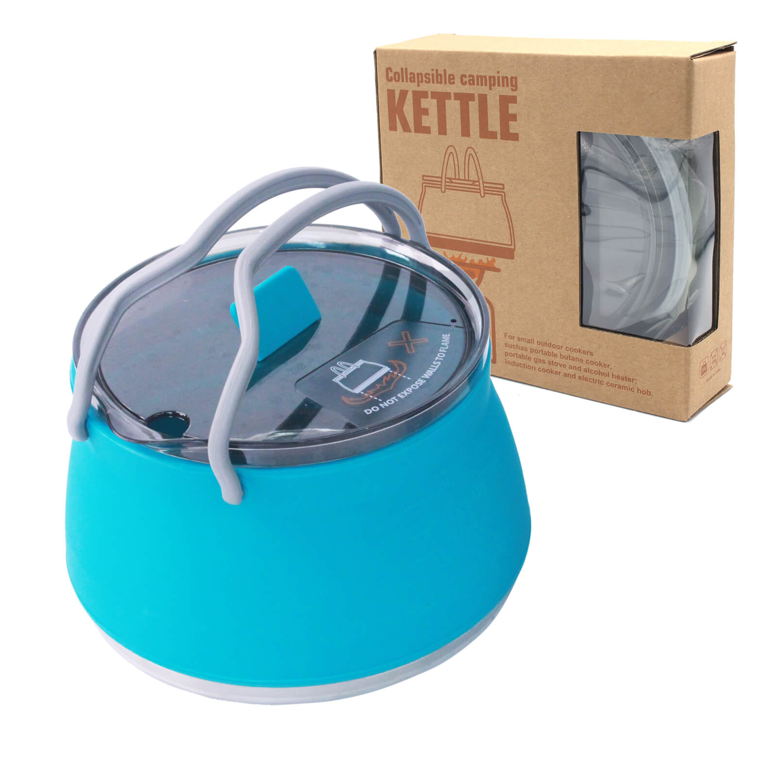 Juego de hervidor de camping plegable con taza y bol – 1000 ml. Utensilios de cocina portátiles.