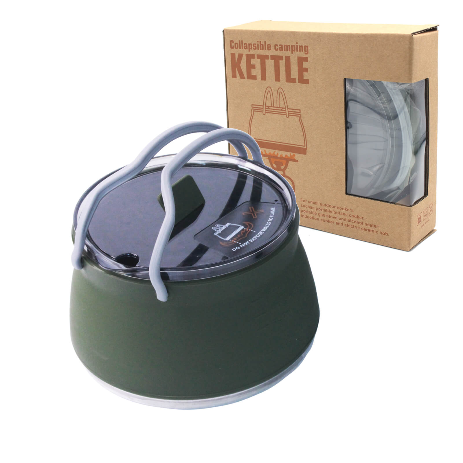 Juego de hervidor de camping plegable con taza y bol – 1000 ml. Utensilios de cocina portátiles.
