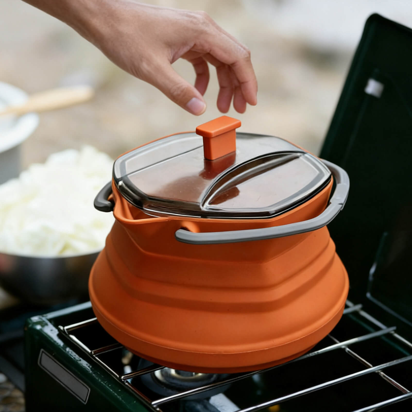 Collapsible Camping Kettle 34oz – Hex Foldable Hiking Kettle