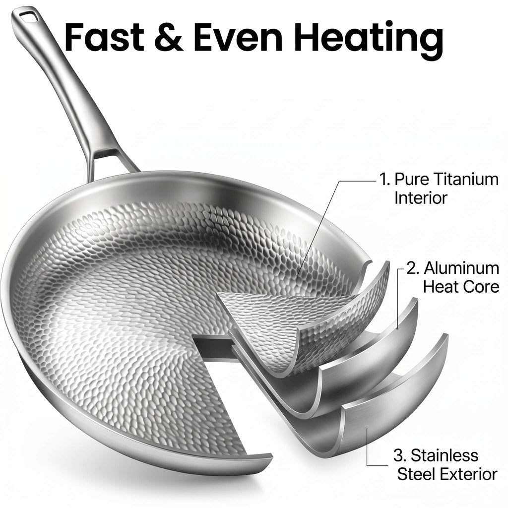GOWAPA Titanium Hammered Pan With Lid – Perfect for RV Cooking