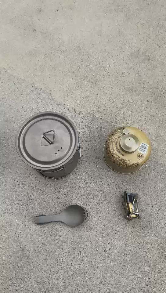 Ultralight Titanium 750ml Pot & 3pcs Solo Backpacking Stove Kit