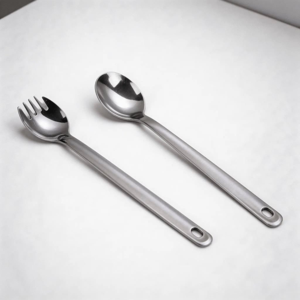 Titanium Long Handle Fork & Coffee Stir Spoon for Outdoors